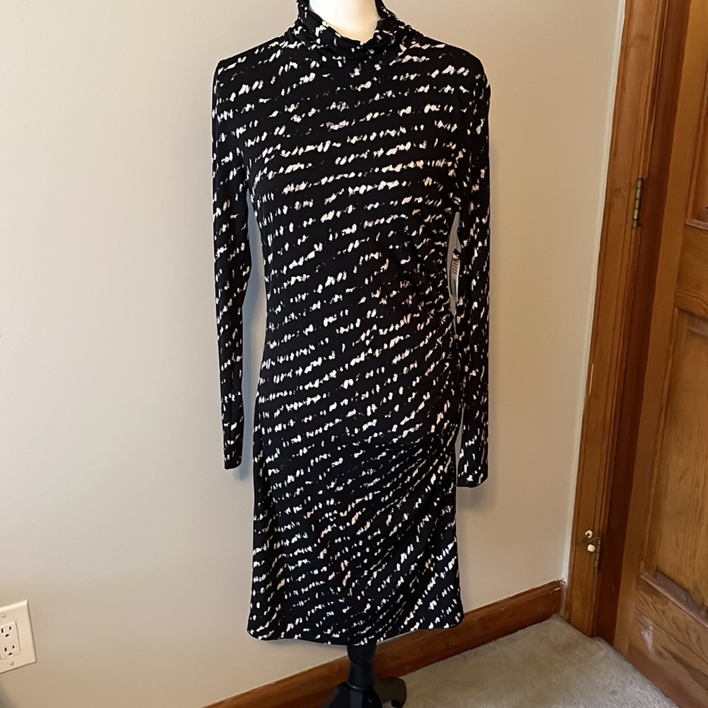 Vince mock neck midi long sleeve dress. Great with heels or tights and boots